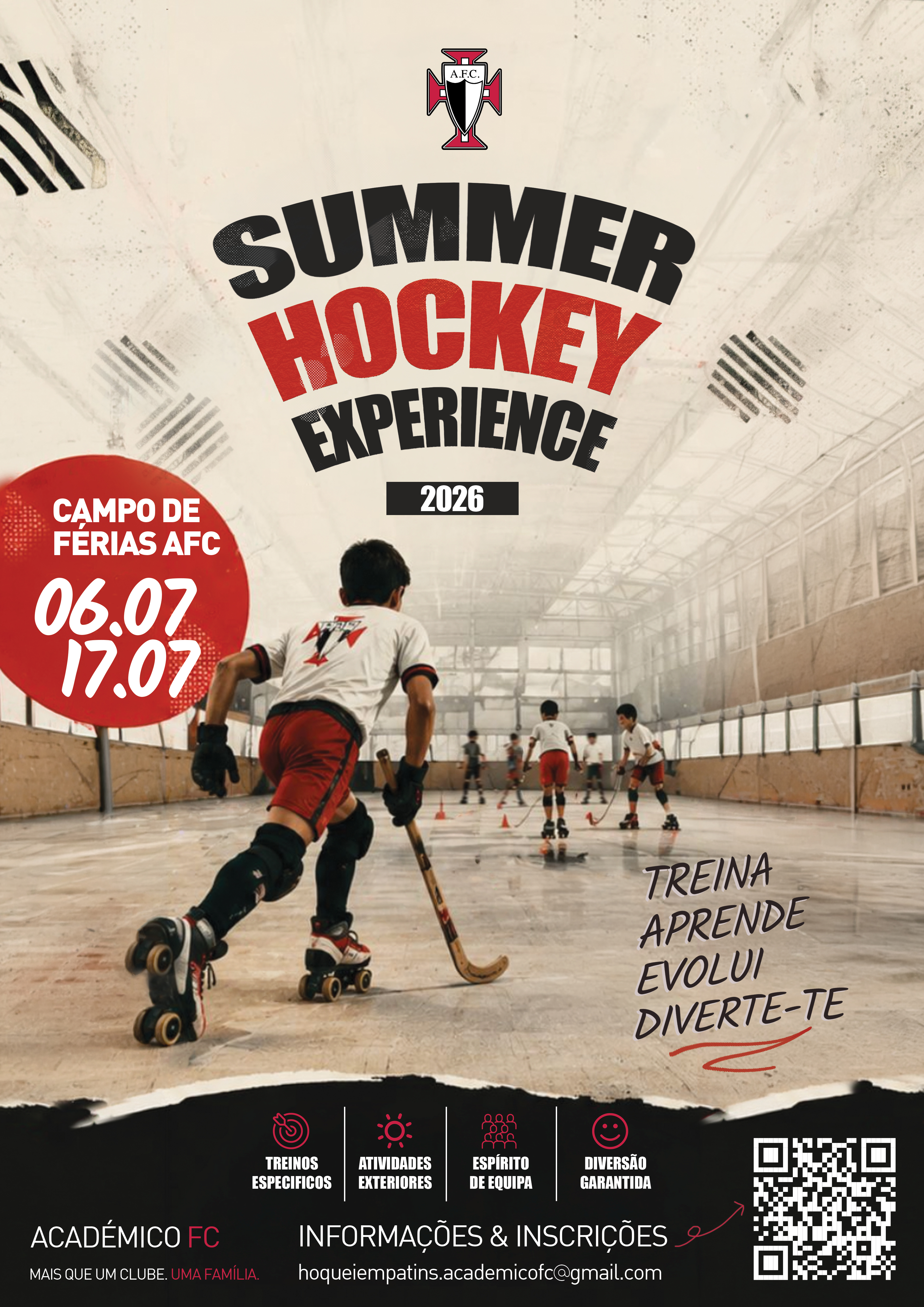 Cartaz do Campo de Férias Hóquei em Patins no Académico FC 2026