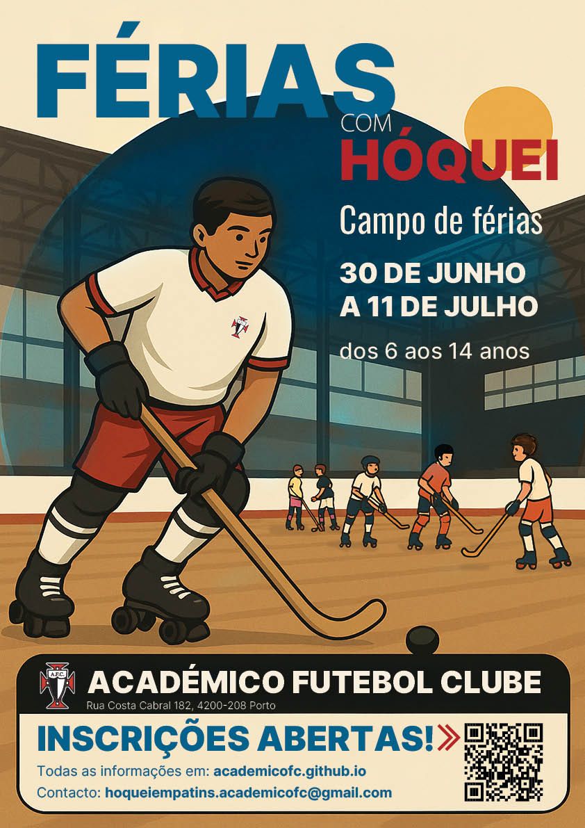 Cartaz do Campo de Férias Hóquei em Patins no Académico FC 2025